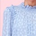 Rebecca Taylor Leo Leopard clip long sleeve sheer dot ruffle top blue 4