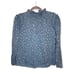 Rebecca Taylor Leo Leopard clip long sleeve sheer dot ruffle top blue 4
