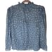 Rebecca Taylor Leo Leopard clip long sleeve sheer dot ruffle top blue 4