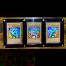 Framed set of 3 LOB Blue Eyes White Dragon Yugioh cards (Korean)