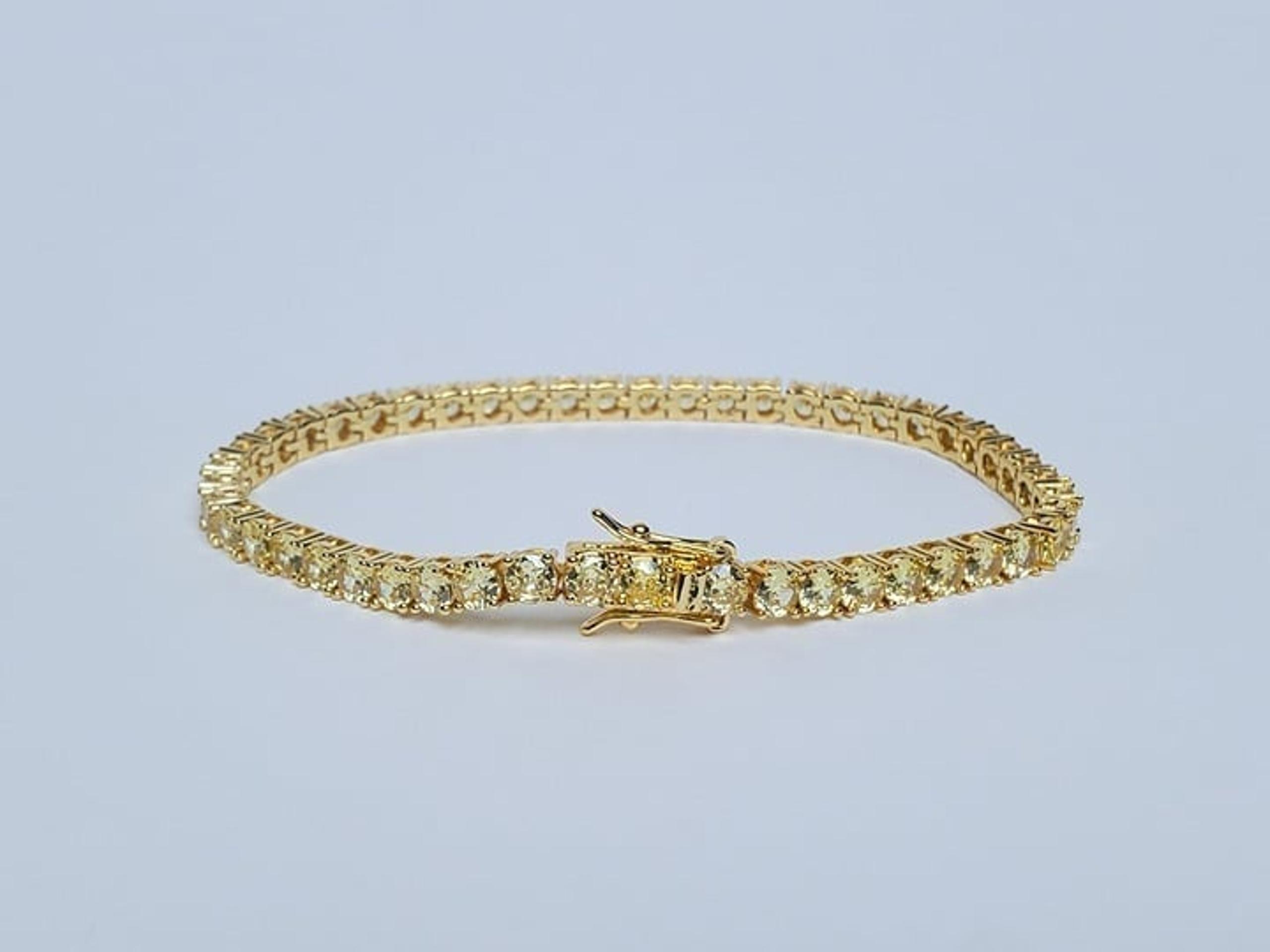 14K Gold 8" Womens 2ct Canary Yellow Topaz Gemstone Tennis Bracelet 8 in Jewelry