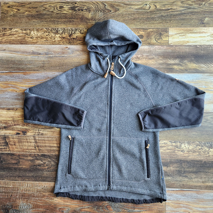 Fjallraven Ovik Fleece Hoodie Sweatshirt Full-Zip Fleece Lined Grey Women's L