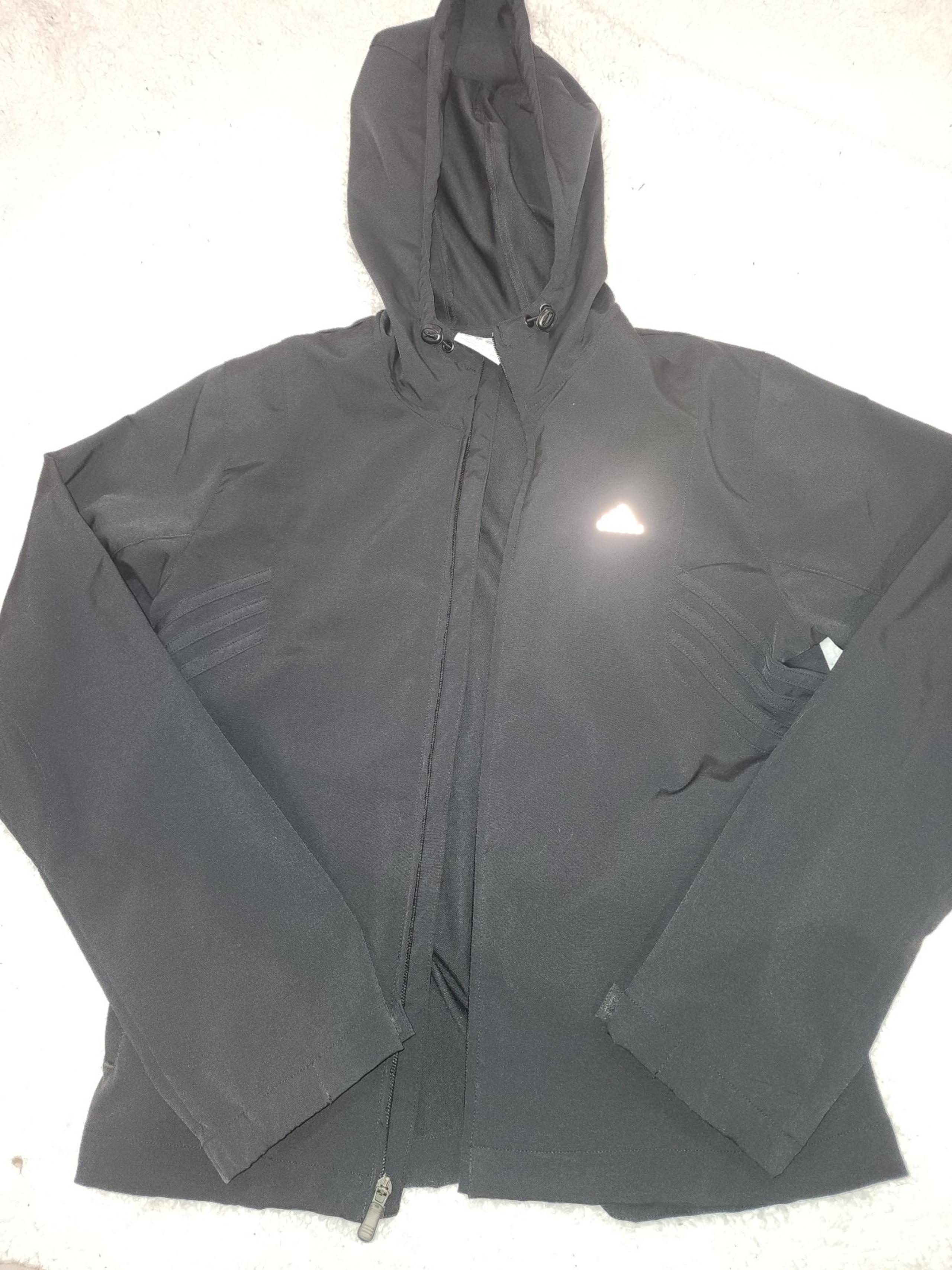 Adidas women’s lightweight black basic zip up hooded jacket sz Med
