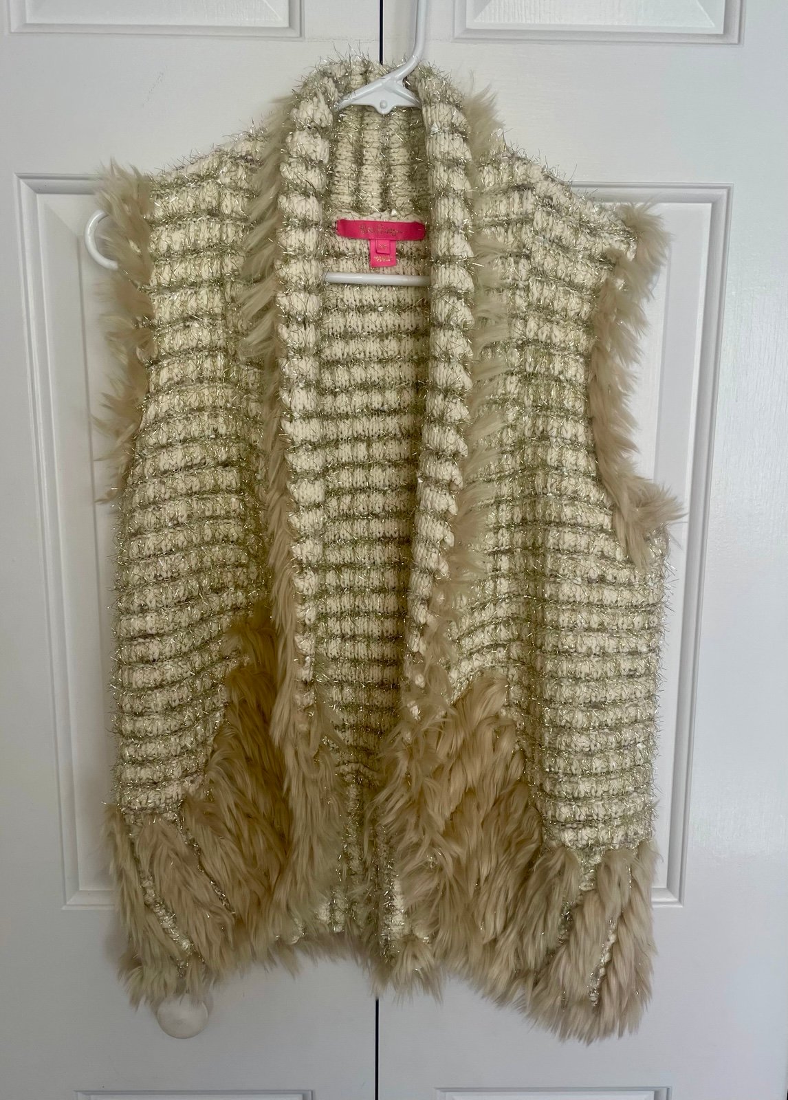 EUC Lilly Pulitzer Sandbank Metallic Party Torini Sparkle Vest Size XS