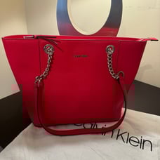 Calvin Klein saffiano red leather bag tote