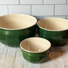 Emile Henry France for Williams Sonoma Set of 3 Ceramic Green Mixing Bowls