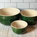 Emile Henry France for Williams Sonoma Set of 3 Ceramic Green Mixing Bowls