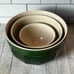 Emile Henry France for Williams Sonoma Set of 3 Ceramic Green Mixing Bowls