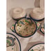 Hand Painted Yellow Birds 2 Handled 6 Cup / Bowl And 5 Plates Japan Vintage
