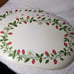 Vintage Vinyl Cushion Placemats Oval Strawberries Blossom Red Green set 4
