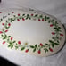Vintage Vinyl Cushion Placemats Oval Strawberries Blossom Red Green set 4