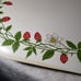Vintage Vinyl Cushion Placemats Oval Strawberries Blossom Red Green set 4