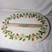 Vintage Vinyl Cushion Placemats Oval Strawberries Blossom Red Green set 4