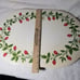 Vintage Vinyl Cushion Placemats Oval Strawberries Blossom Red Green set 4