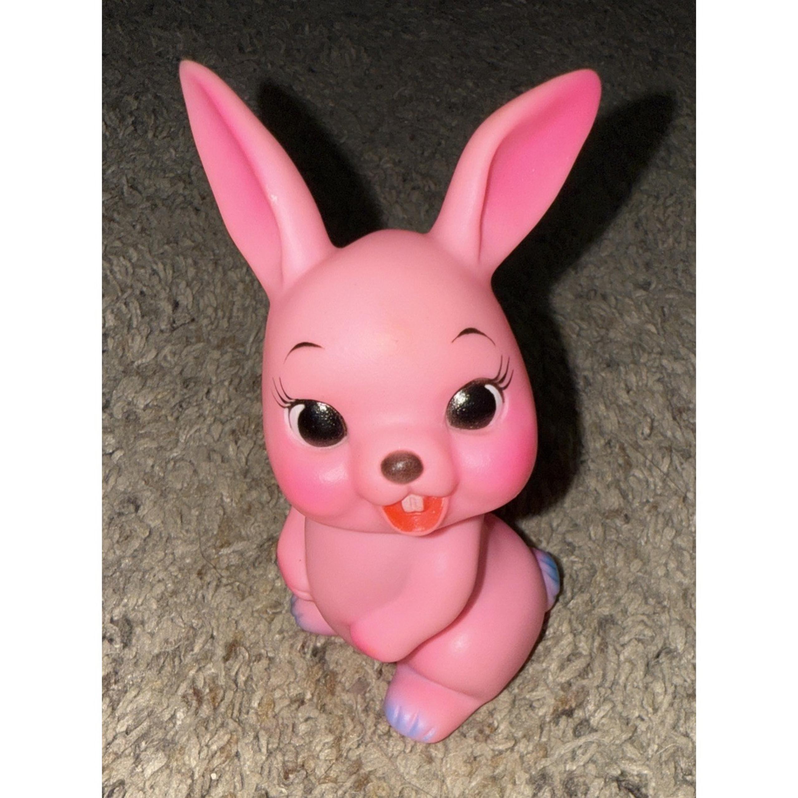 Vintage Easter Unlimited Rubber Squeek toy Rabbit- Pink