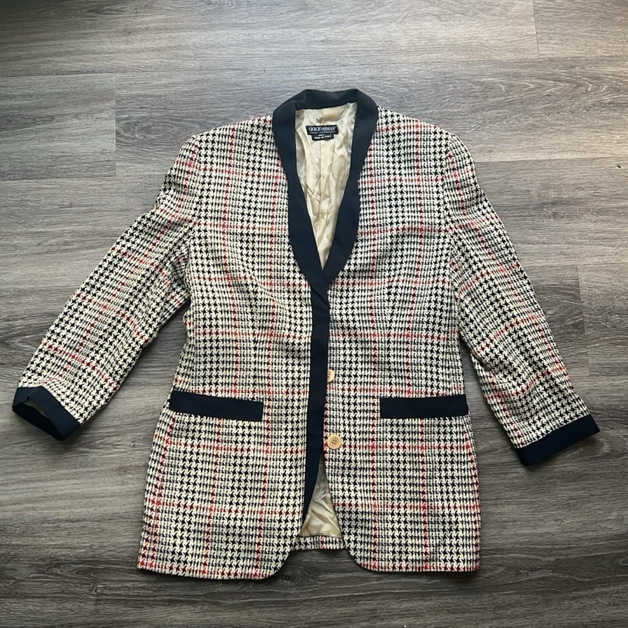 Giorgio Armani Vintage Tweed Wool Blend Jacket Size 42