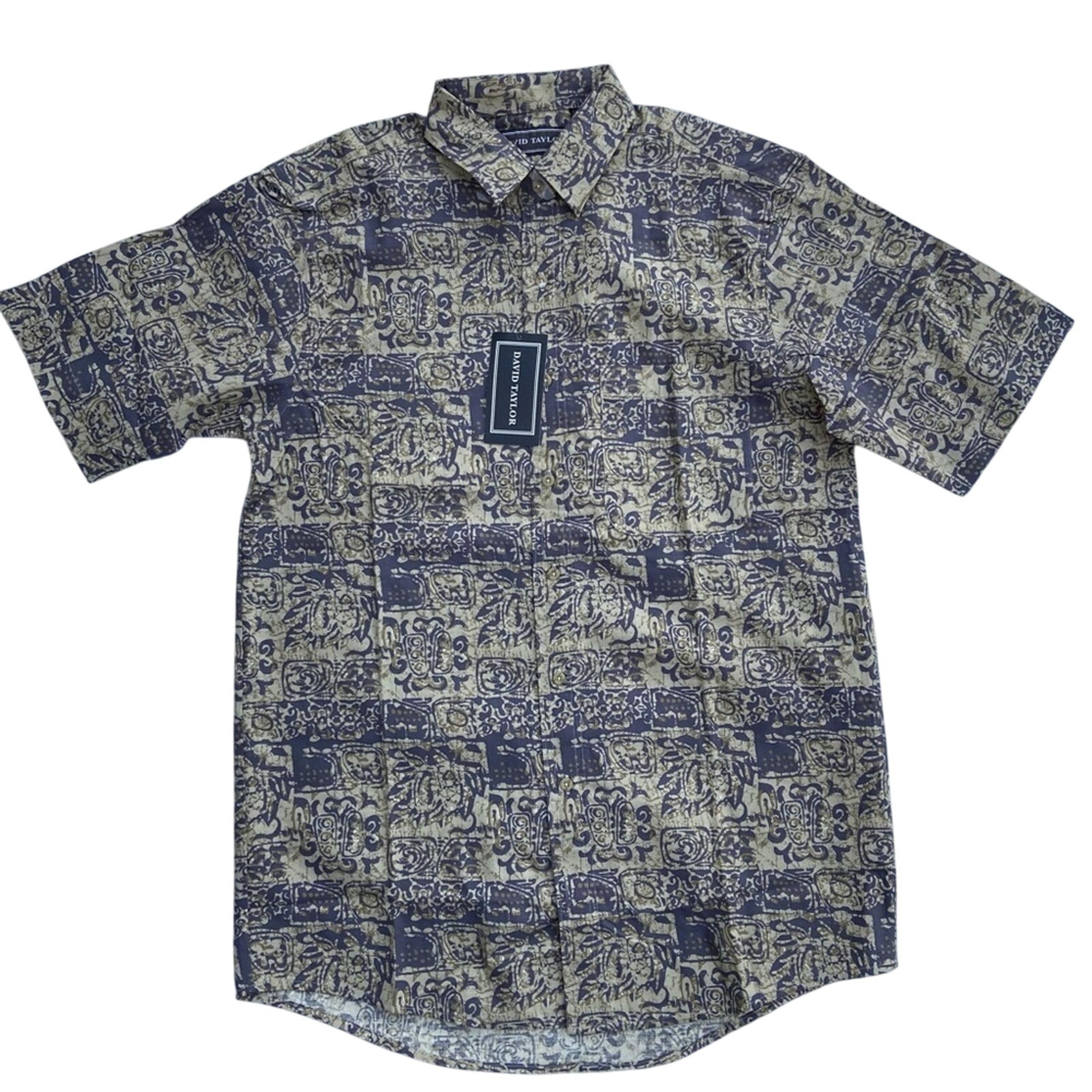 NWT New David Taylor Mens Medium Casual Short Sleeve Hawaiian Button Up Shirt