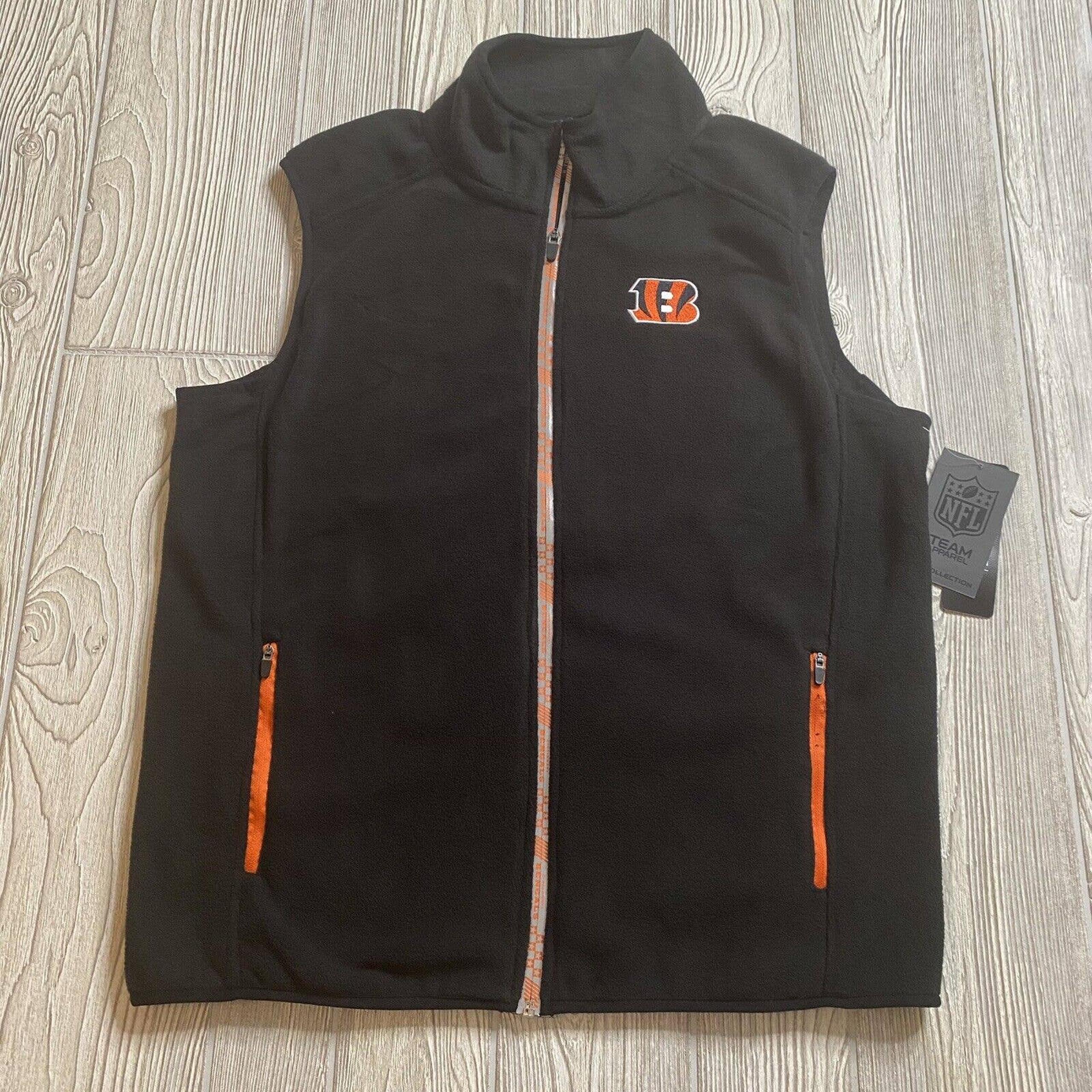 NFL Team Appl Cincinnati Bengals Full Zip Fleece Vest Mens M 7th Collection NWT