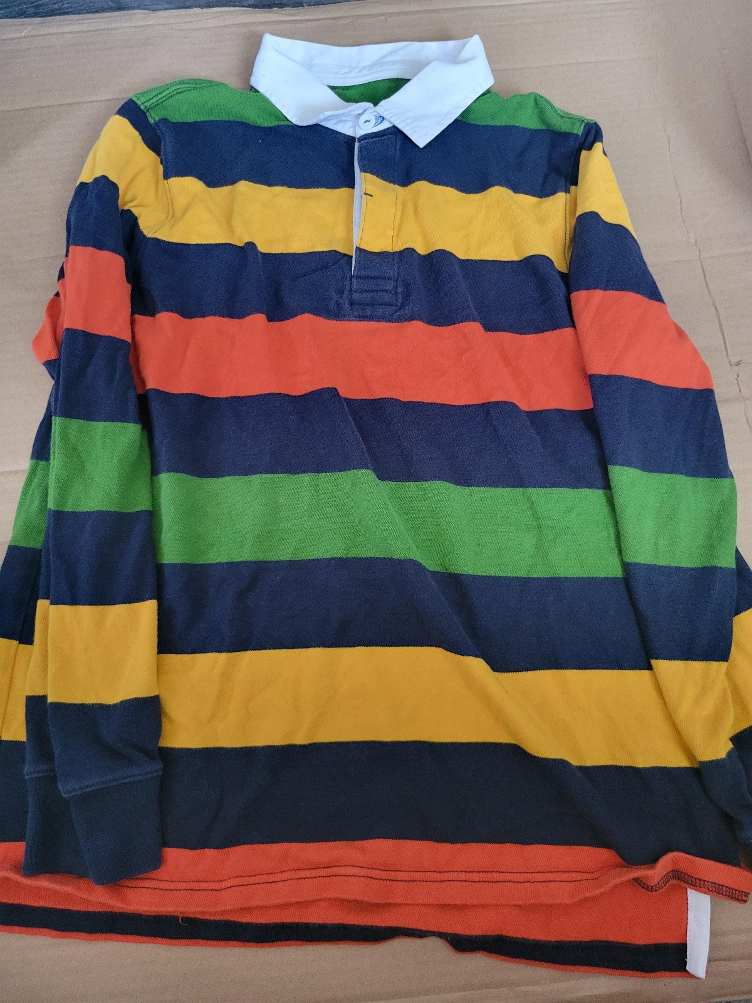 Lands' End Boys Bold Striped Rugby Shirt Size XL Cotton