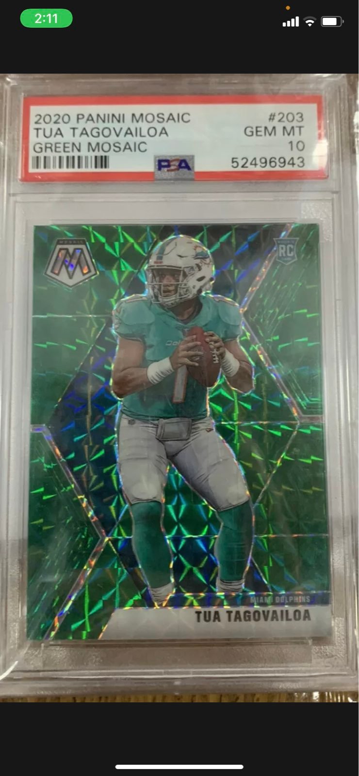 tua tagovailoa green mosiac psa 10