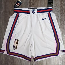 Nike Philadelphia 76ers Sixers Men M 34 Hardwood Classics White Swingman Shorts