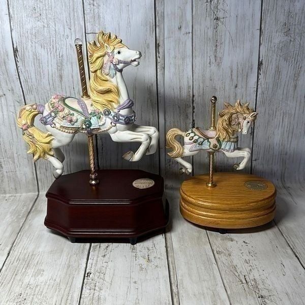 Lefton 1989 and Westland Horse Carousel Music Box Set of 2