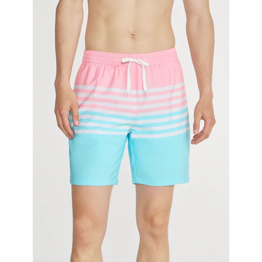 Chubbies The On The Horizons 5.5 Swim Trunks, Blue, Pink, White Stripe, Size L