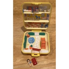 Polly Pocket MIDGE'S PLAY SCHOOL 1989 Yellow Square Compact BLUEBIRD 4 Case