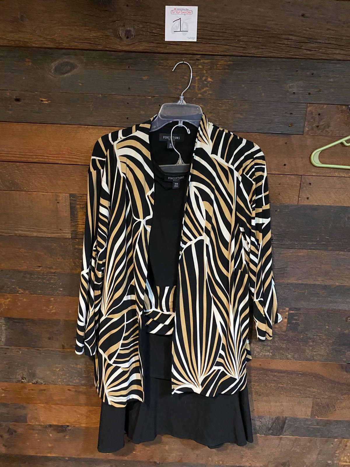 Perceptions Woman Zebra Print Jacket Set Plus Size 18 Multicolor Casual