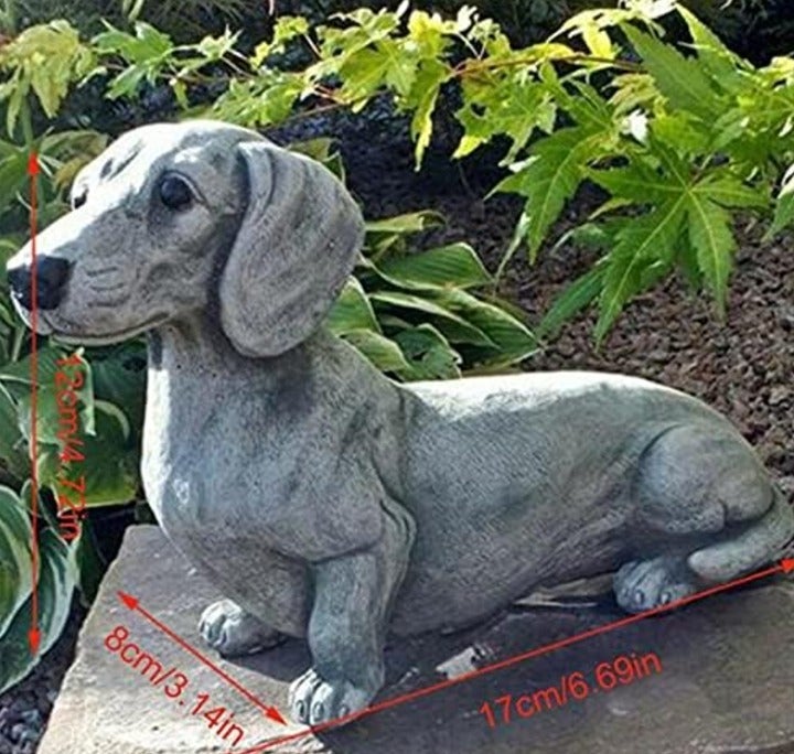 6.7 x4.7 Resin Dog Dachshund Sculpture Garden Ornament Patio Figurine