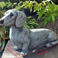 6.7 x4.7 Resin Dog Dachshund Sculpture Garden Ornament Patio Figurine