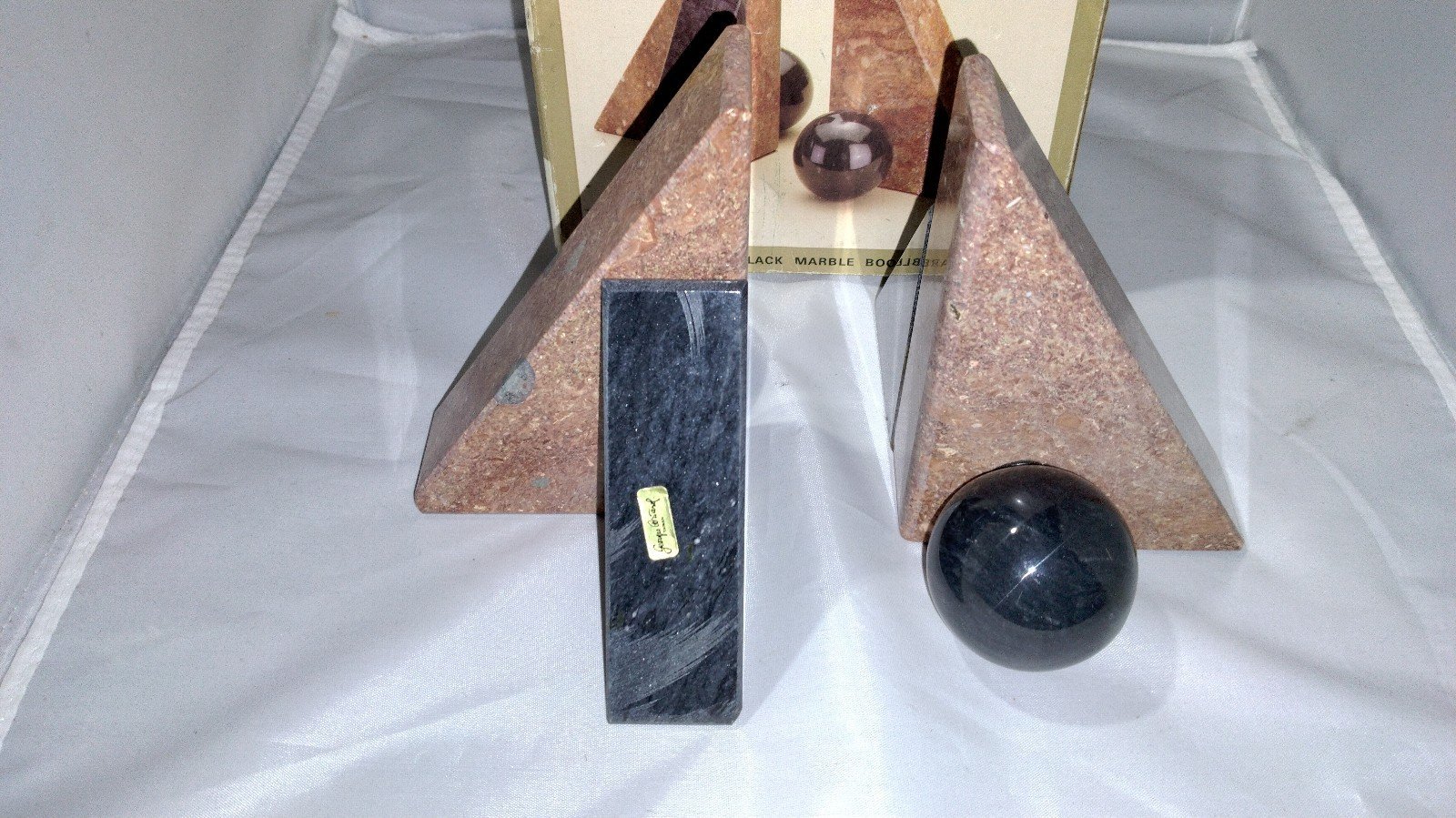 Vintage Georges Briard Marble Bookends in box Topaz
