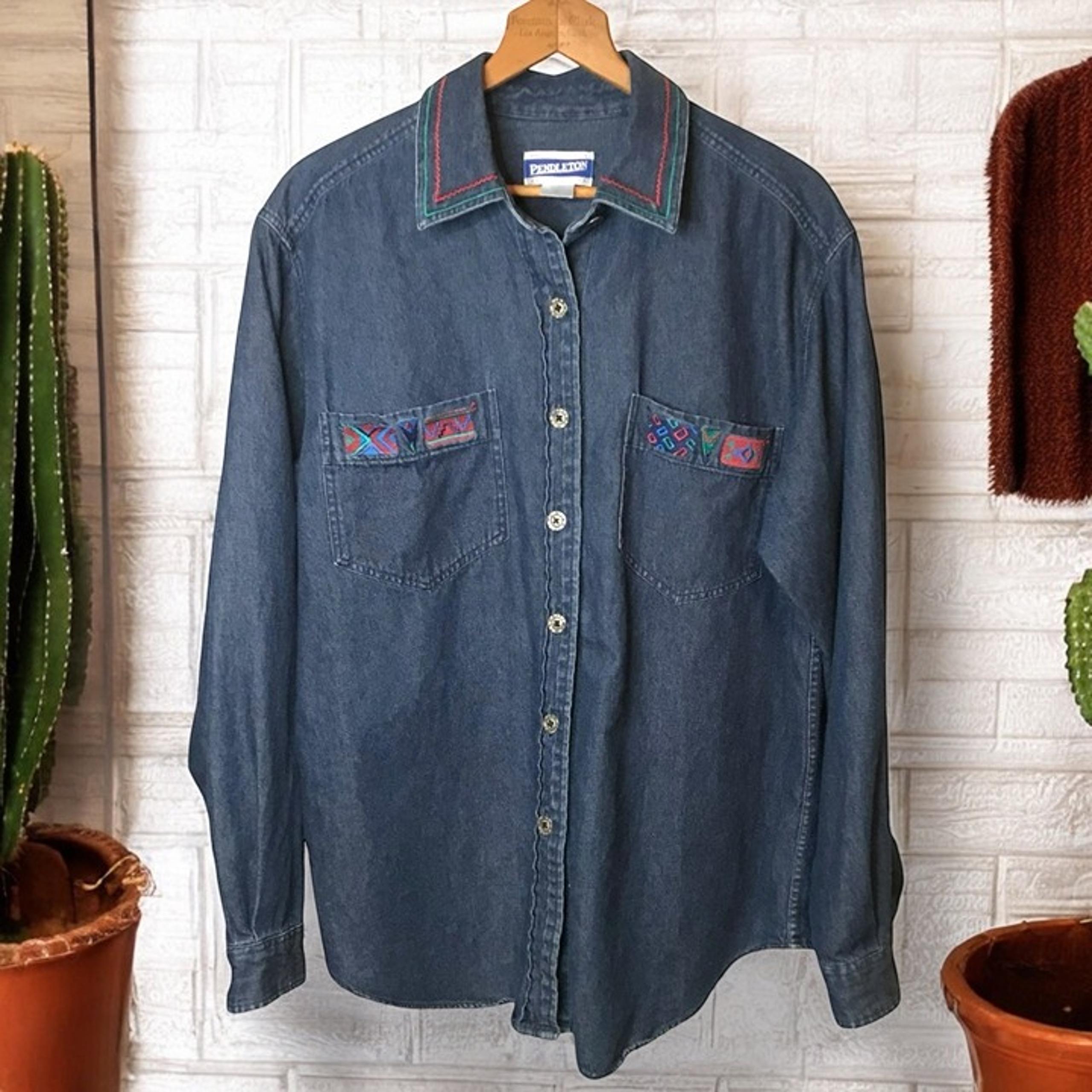 Vintage Pendleton Knockabouts Women's 12 Southwestern Denim Button Down Shirt