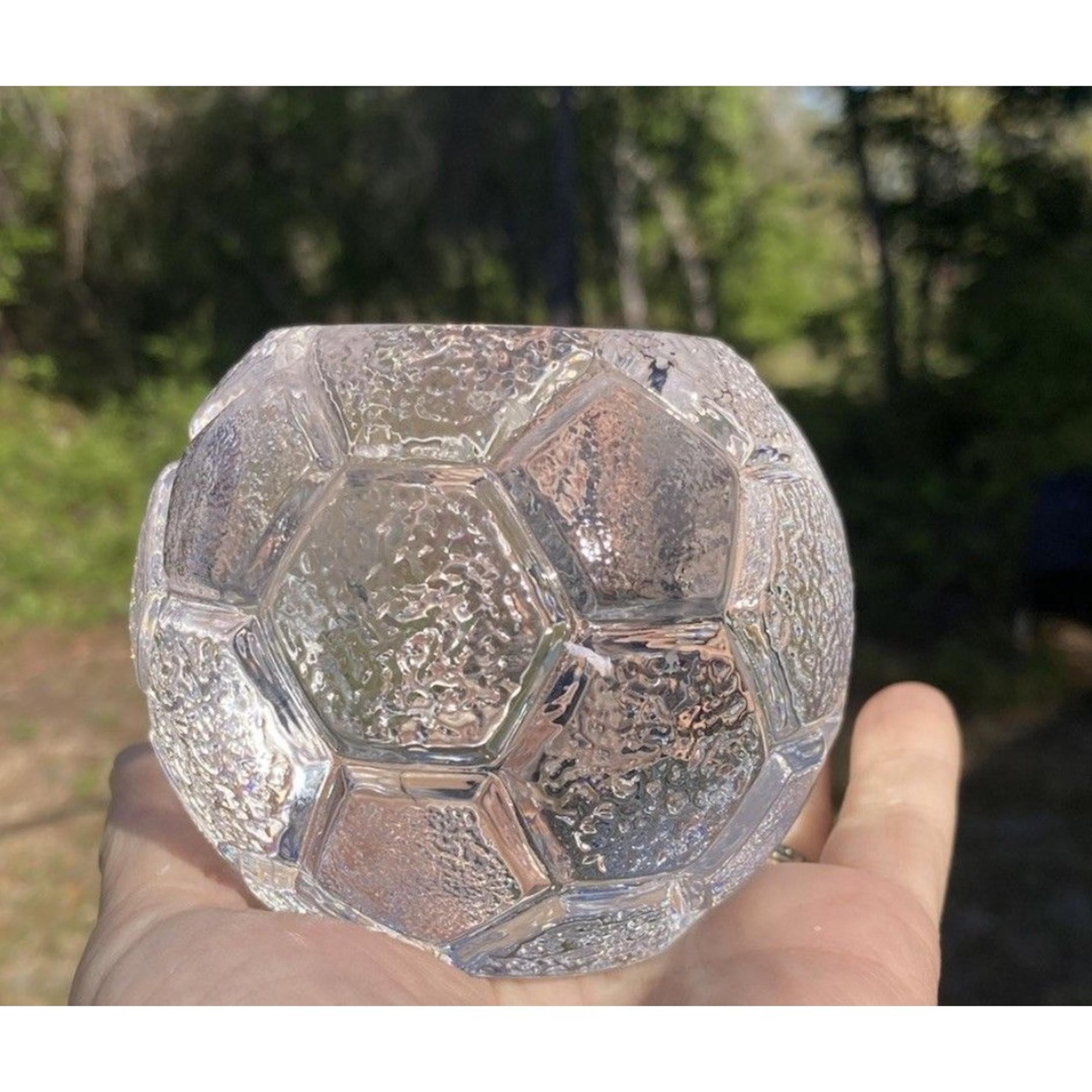 Vintage Orrefors Sweden 24% Lead Crystal 4" Ball Votive-Candle Holder Signed