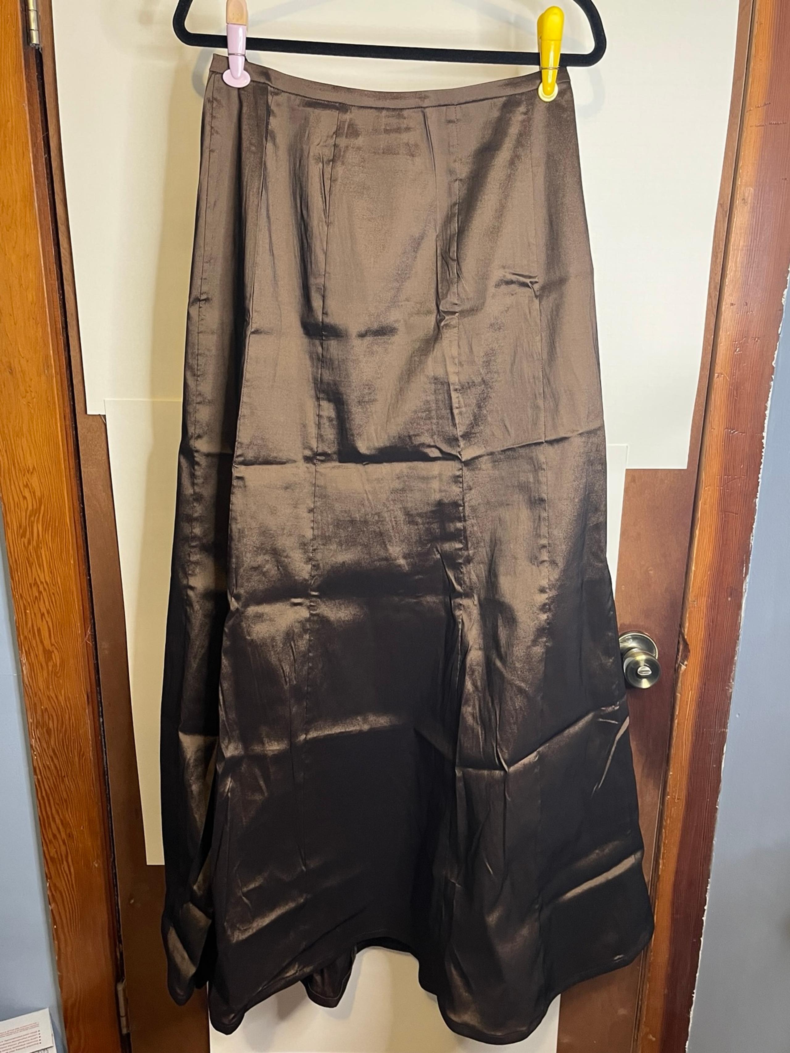 Tadashi Shoji Women’s Size 12 Brown Satin Taffeta Formal Maxi Mermaid Skirt