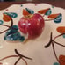 VTG Esmond Pottery Covered Casserole Leaf Pattern Apple Handle 7 in Wide