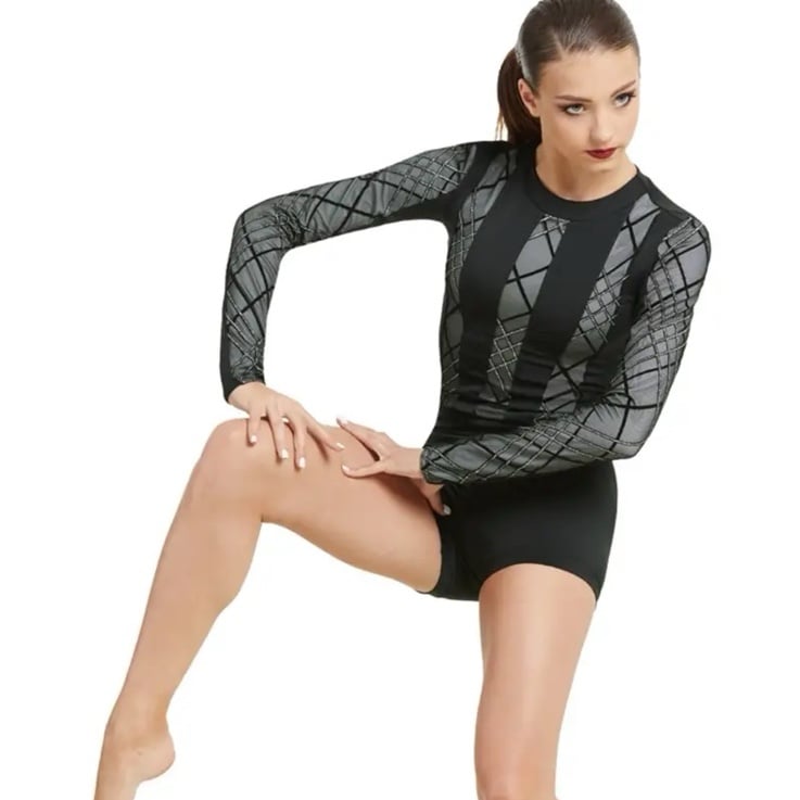 WEISSMAN 11422 A Sky Full Of Stars Rhinestone Black Biketard Dance Costume MA