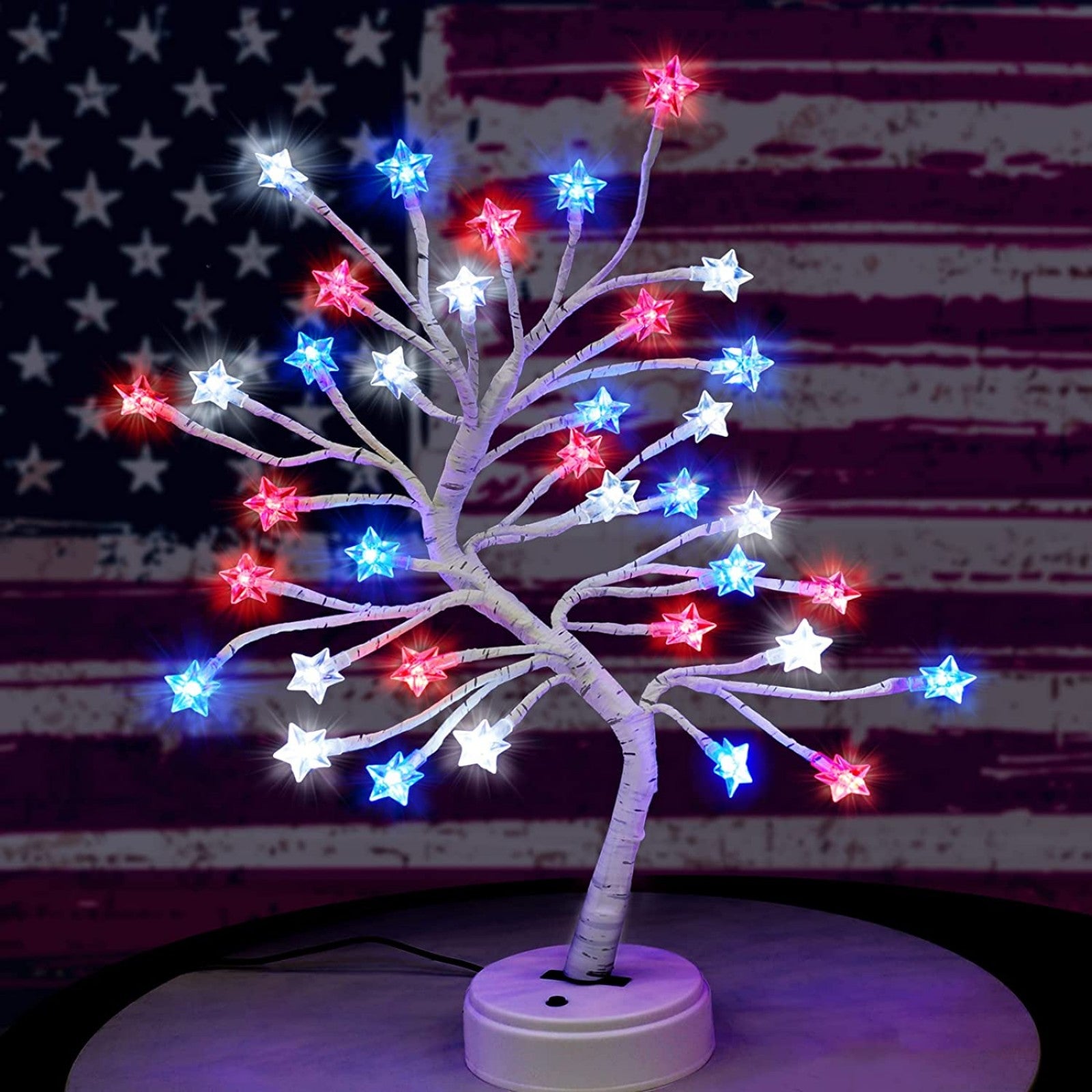 17.5 Inch 4th Of July Patriotic Decorations Tree Light