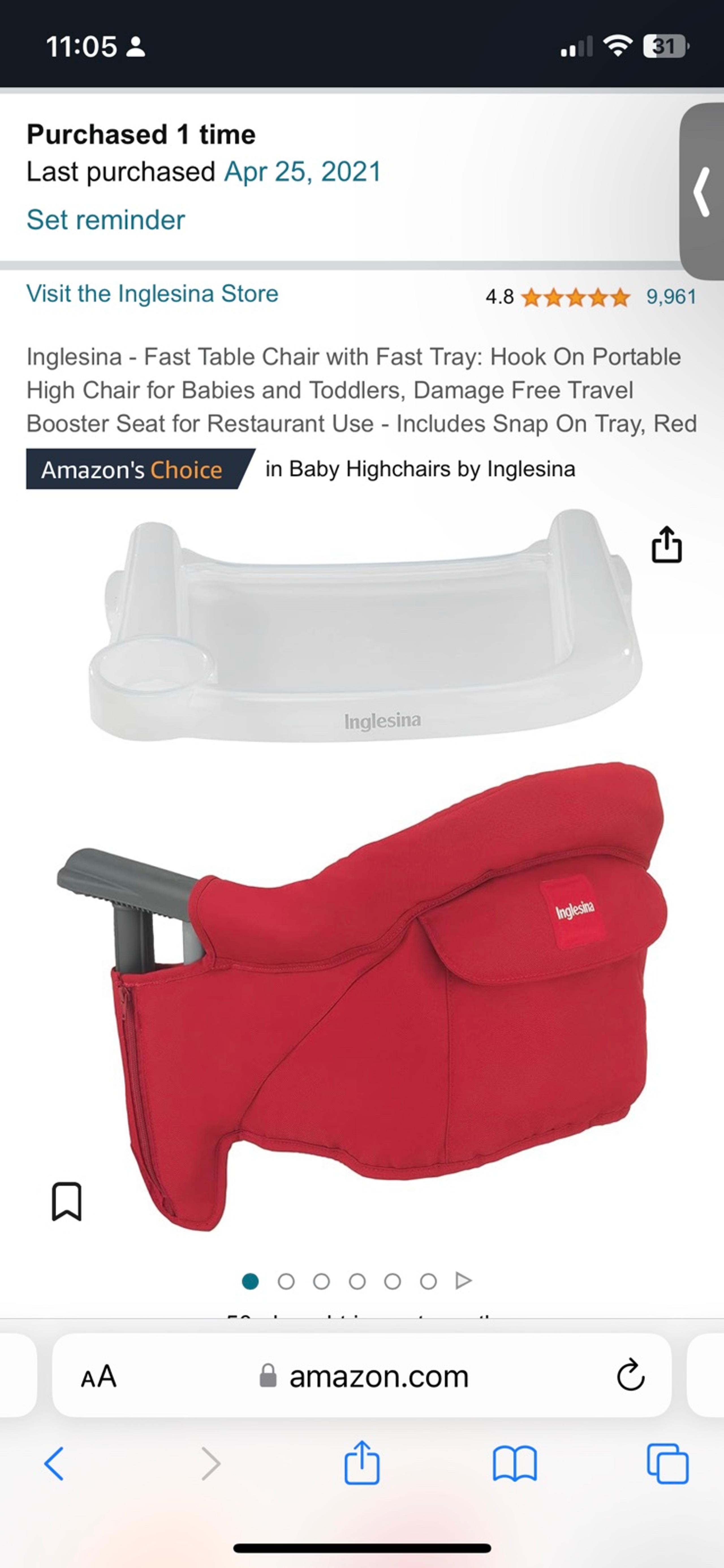 Inglesina fast table with tray