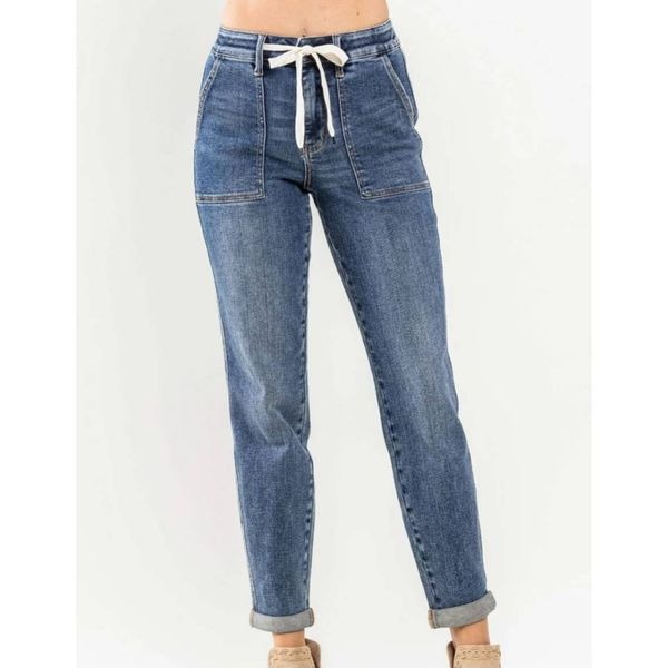 Judy Blue Jeans Women's 27 Blue High Rise Joggers Tapered Comfort Stretch