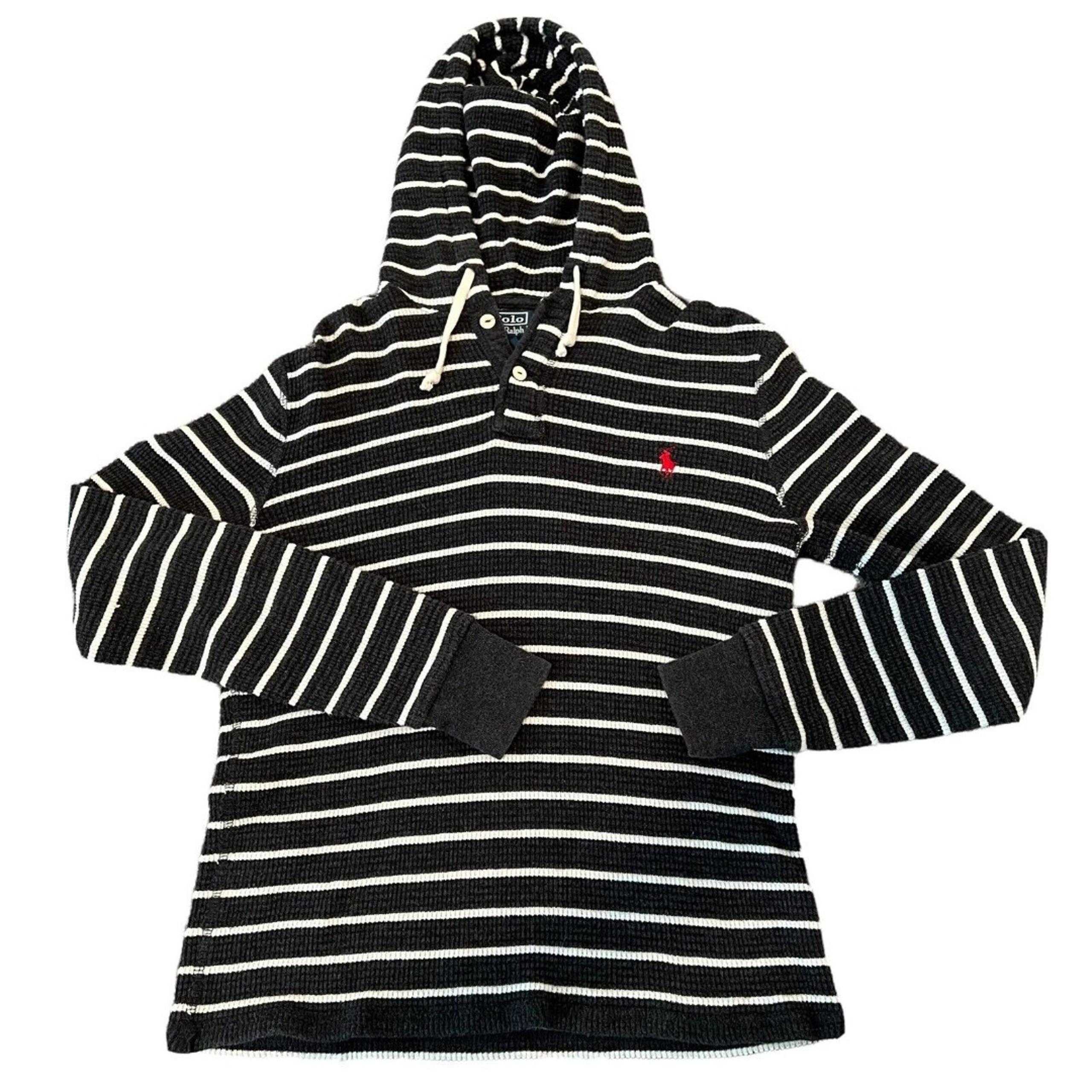 Polo by RALPH LAUREN Womens Striped Cotton Hoodie Sweater Polo Logo Size S