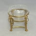 Vintage Polished Brass 5 1/4 LION HEAD Stand & CRACKLE GLASS Potpourri Bowl