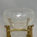 Vintage Polished Brass 5 1/4 LION HEAD Stand & CRACKLE GLASS Potpourri Bowl