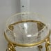 Vintage Polished Brass 5 1/4 LION HEAD Stand & CRACKLE GLASS Potpourri Bowl