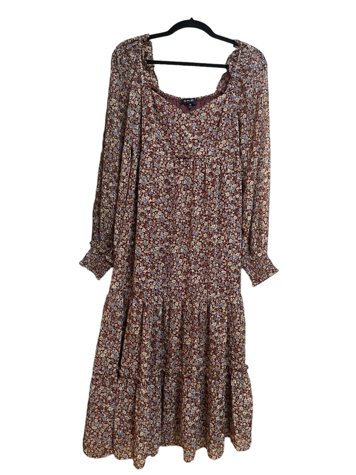 By the River Anthropologie Womens Multicolor Floral Boho Buttons M Smocked Dress