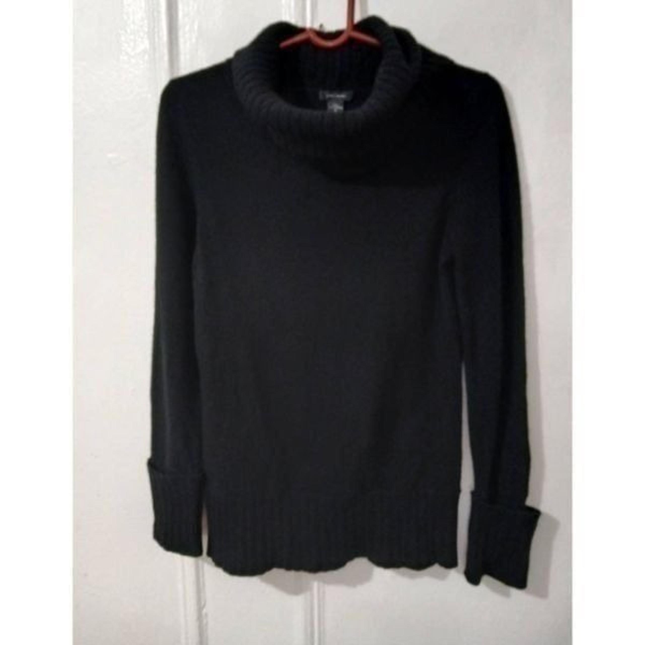 Only mine womens small 2ply cashmere cowl neck tunic sweater black