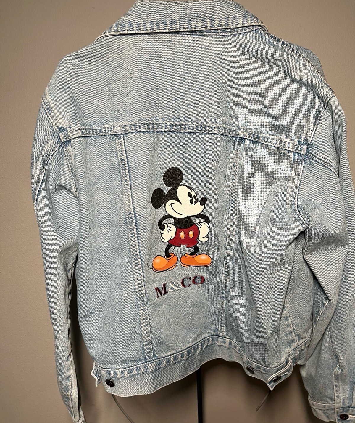 Vtg Mickey Mouse Jerry Leigh Denim Trucker Jacket Disney Embroidered Blue Jean M