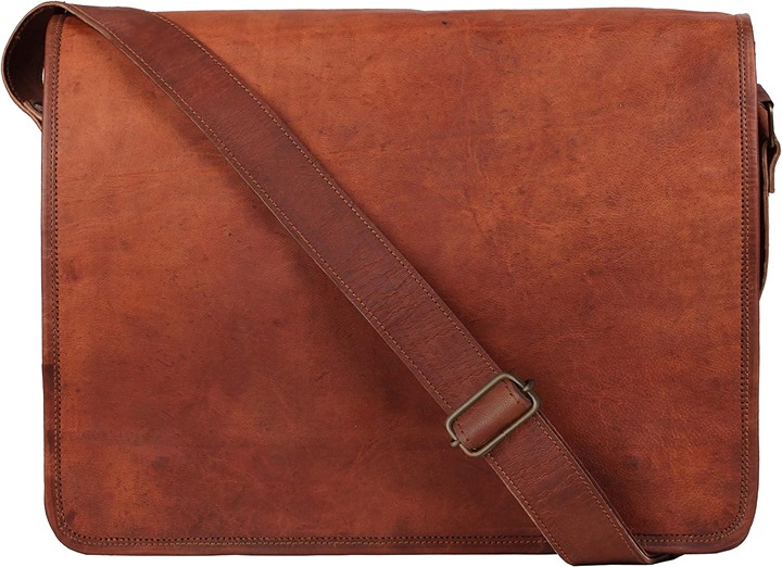 15 inch Vintage Crossbody Genuine Leather Laptop Messenger Bag
