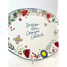 New Barriga Lena Corazon Contento Full Belly Happy Heart Large Serving Platter