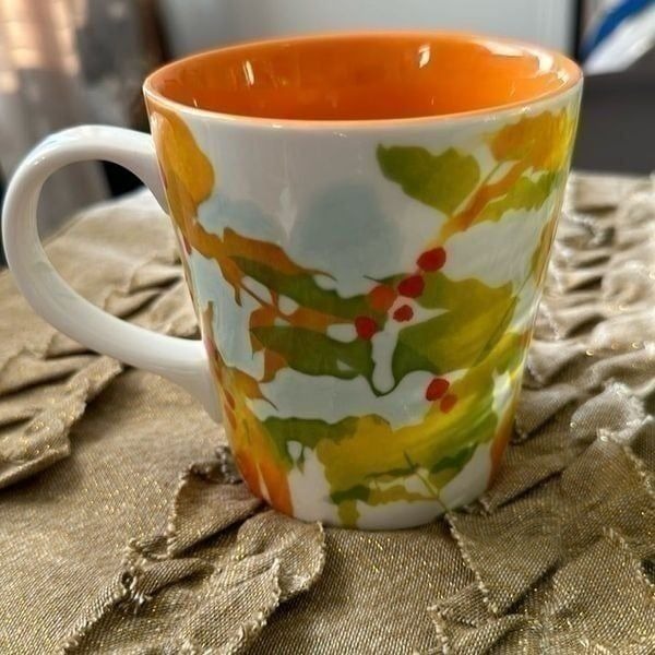 Starbucks Abstract Fall Leaves & Berries Porcelain Mug 14oz